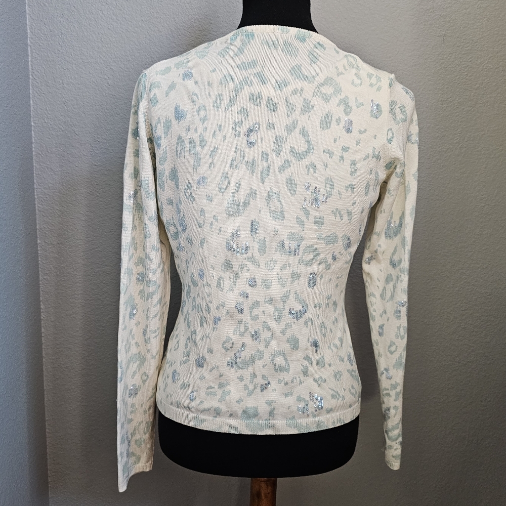 Vintage Karen Kane Sequin Leopard Sweater Top & Cardigan Medium - Picture 8 of 10